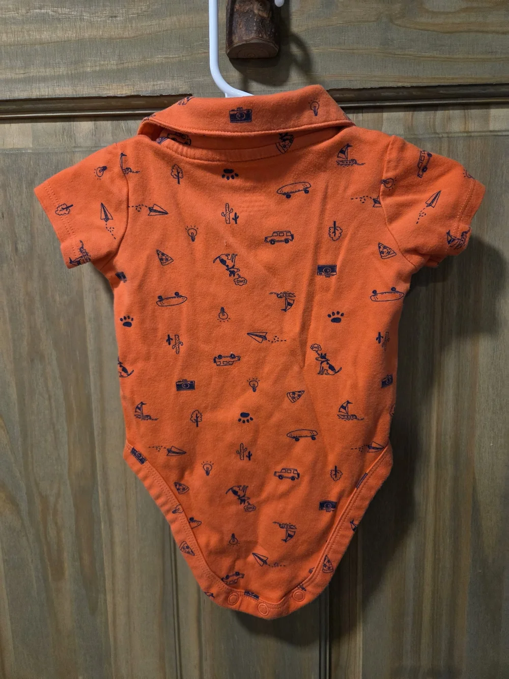 **BUNDLE & SAVE** Carter's Orange Polo Short-Sleeve One-Piece with Navy Motifs